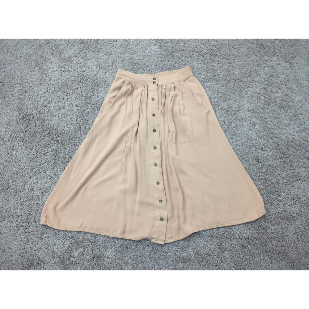Forever 21 A-line Skirt Womens S Beige Button Up Flowy Contemporary Midi Boho